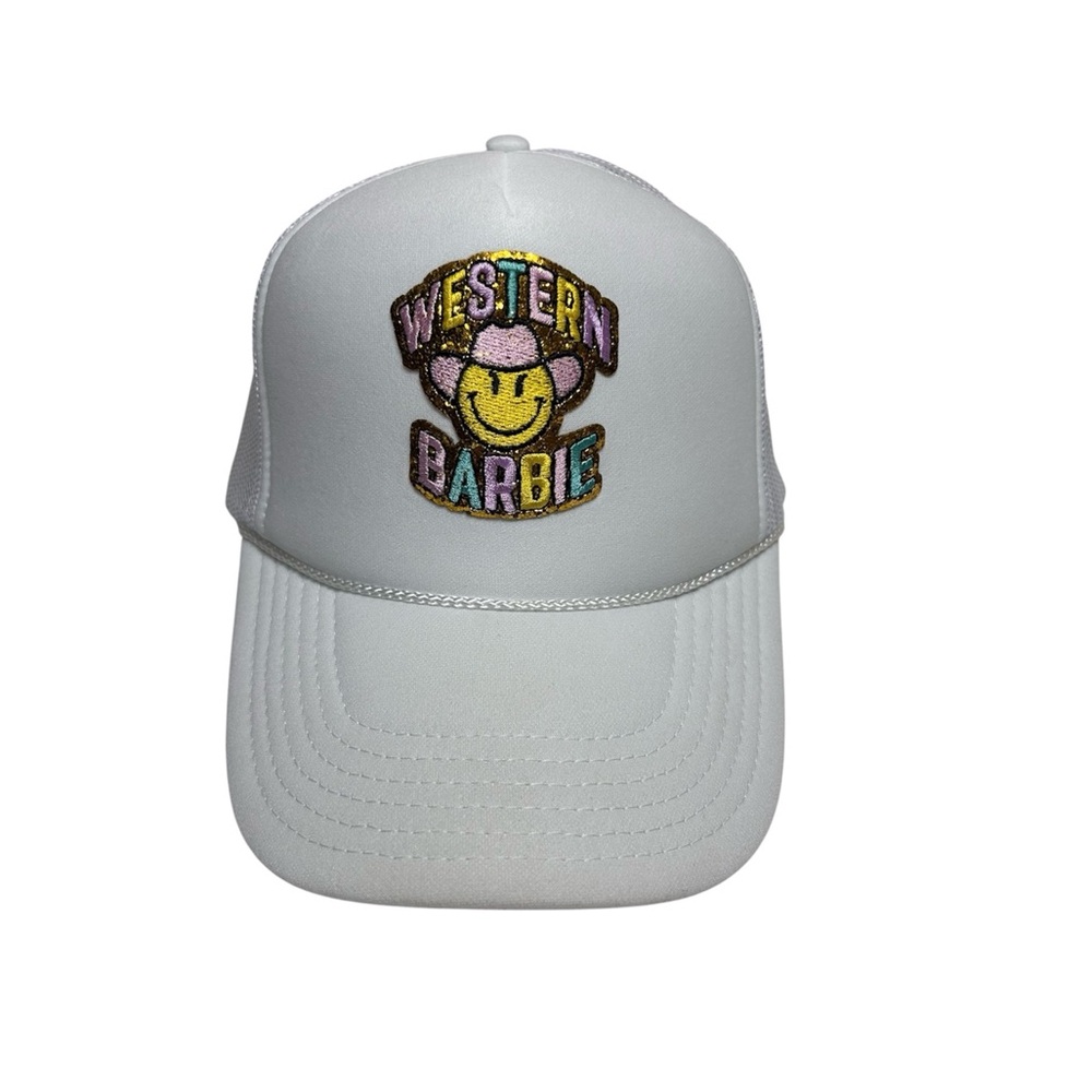 OTTO white "Western Barbie" Pink Purple Embroidered Patch Trendy Trucker Hat OS